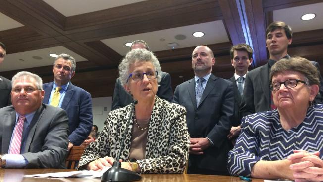 Rep. David Linsky, Rep. Sarah Peake and Rep. Elizabeth Malia testified before colleagues in favor of banning conversion therapy for minors. Rep. David Linsky, Rep. Sarah Peake and Rep. Elizabeth Malia testified before colleagues in favor of banning conversion therapy for minors.